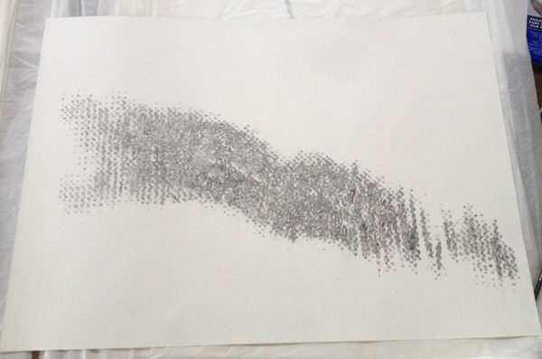 Aus dem Gesang einer Haubenlerche. Imitation eines Grünfinkes. 2019. Bleistift auf Papier. 59.5 x 84 cm