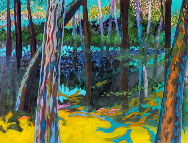 Wald (flirrend, tief), 2013, Öl auf Leinwand, 100 x 130 cm