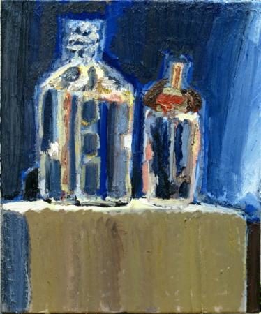 Neubeginn blau (Two Bottles), 2013, 50/60 cm, Öl/Leinwand