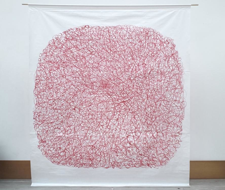 Red Line, Edding auf Chinapapier, 400x250 cm, 2015