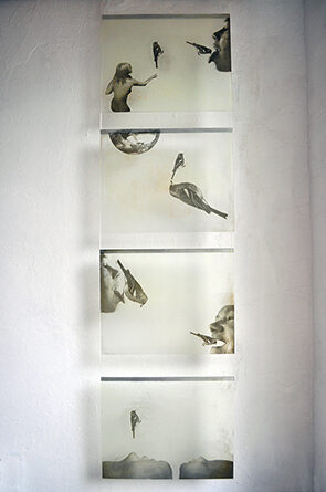 Ich werde gefüttert, 2005, 160x50cm, Direktbelichtung auf Glas/Alu