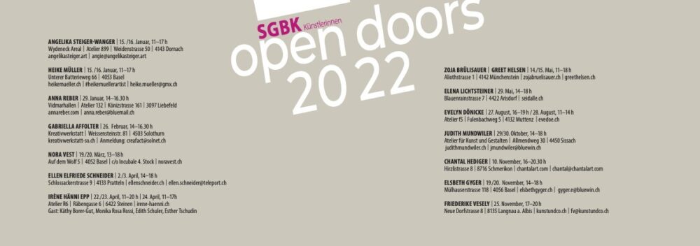 Offene Atelier 2022, SGBK Schweiz