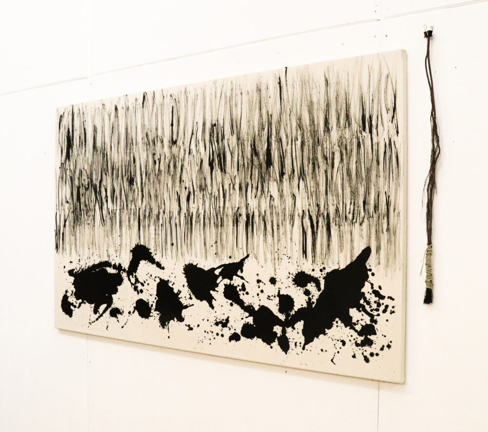 SPLW21 9 Serie Traces 2021 Tusche auf Baumwollstoff ink on cotton fabric 150 x 90 cm k